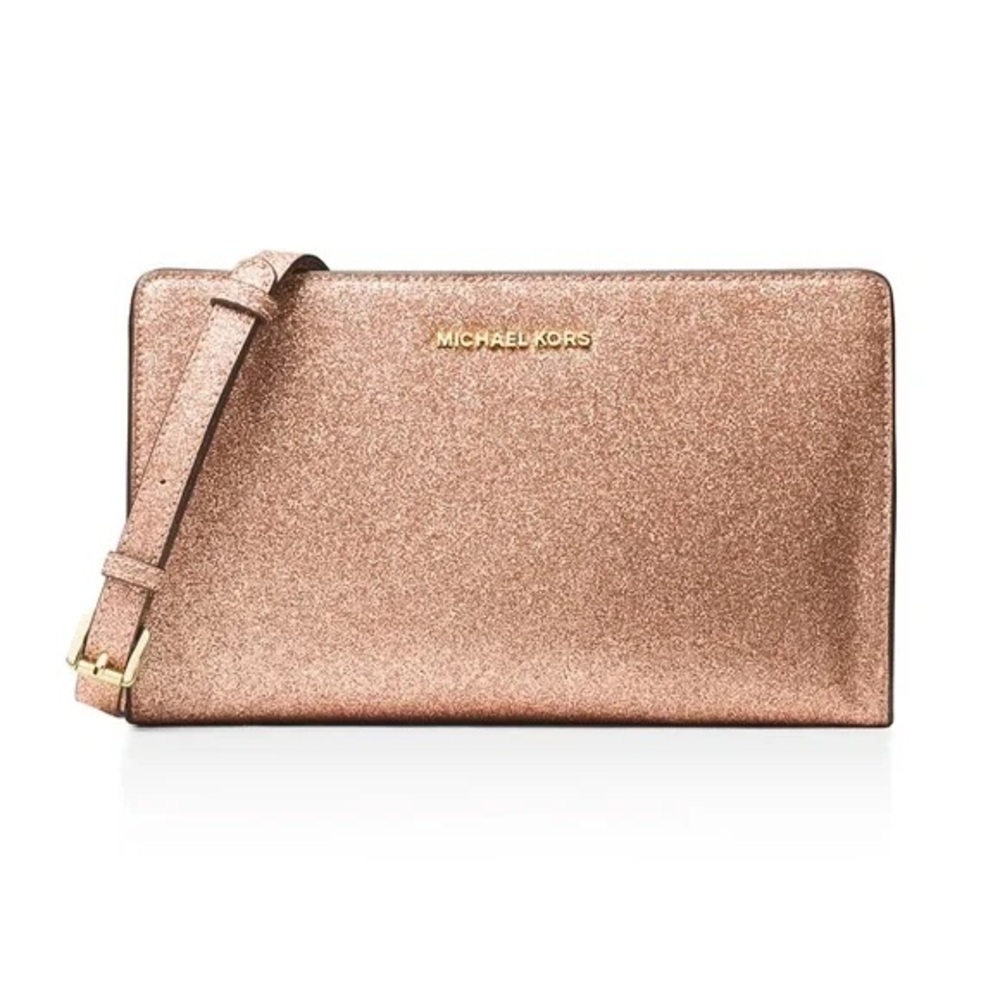 NWT Michael Kors Rose Gold/Champagne Convertible Clutch and Cross Body Purse